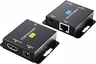 Padwa Lifestyle HDMI Extender Over Cat5e/6/7-196ft/60m HDMI Ethernet Extender Adapter HDMI Repeater HDMI Balun Sender Transmitter Receiver Supports Full HD,1080P,3D,POC,EDID Copy,36 Bits Deep Color