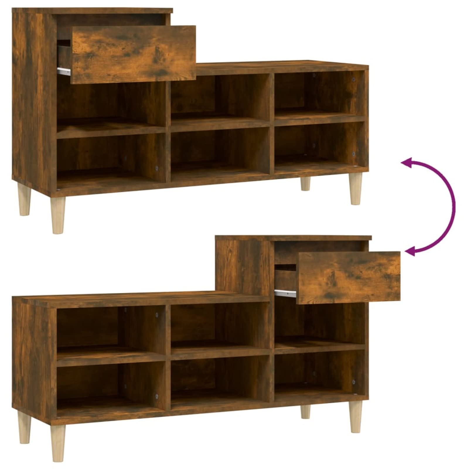 Homgoday Scarpiera Rovere Fumo 102x36x60 cm in Legno Multistrato, Arredo Mobili Scaffale Portascarpe Organizzatore per Scarpe Stoccaggio Salva Spazio per Corridoio