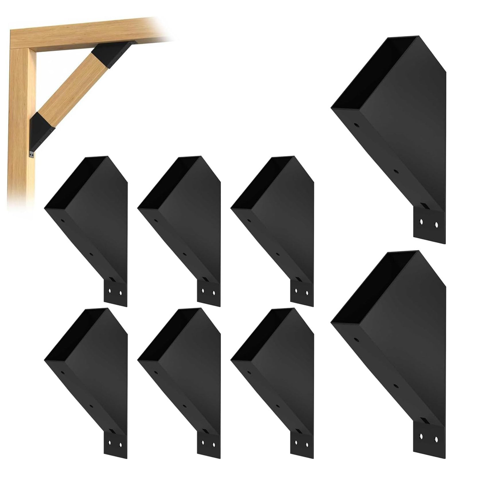 LQSYBHD 8 Pack Heavy Duty 45 Degree Angle Support Bracket Wood Beam Support Hardware Degree Post Bracket Pergola Kit for Gazebo Deck Wood Frame Structures