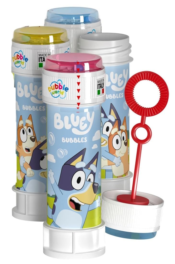 Anila's Bluey Bubble Tubs with Wands, 60ml Solution & Maze Lid, Set of 12, Party Bag Fillers & Favours, Ages 3+