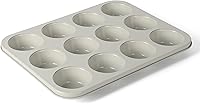 Martha Stewart Gallen 12-Cup Nonstick Carbon Steel Muffin & Cupcake Pan, Cool Grey - Even Baking, Easy Release, Warp-Resistant