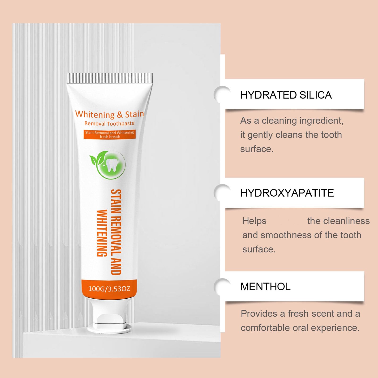 Sensitivity Relief & Whitening - Pasta de dientes libre de fluoruros, mentol, pasta de dientes blanqueadora intensiva, blanca/ning y eliminación de manchas, dientes remineralizantes de goma
