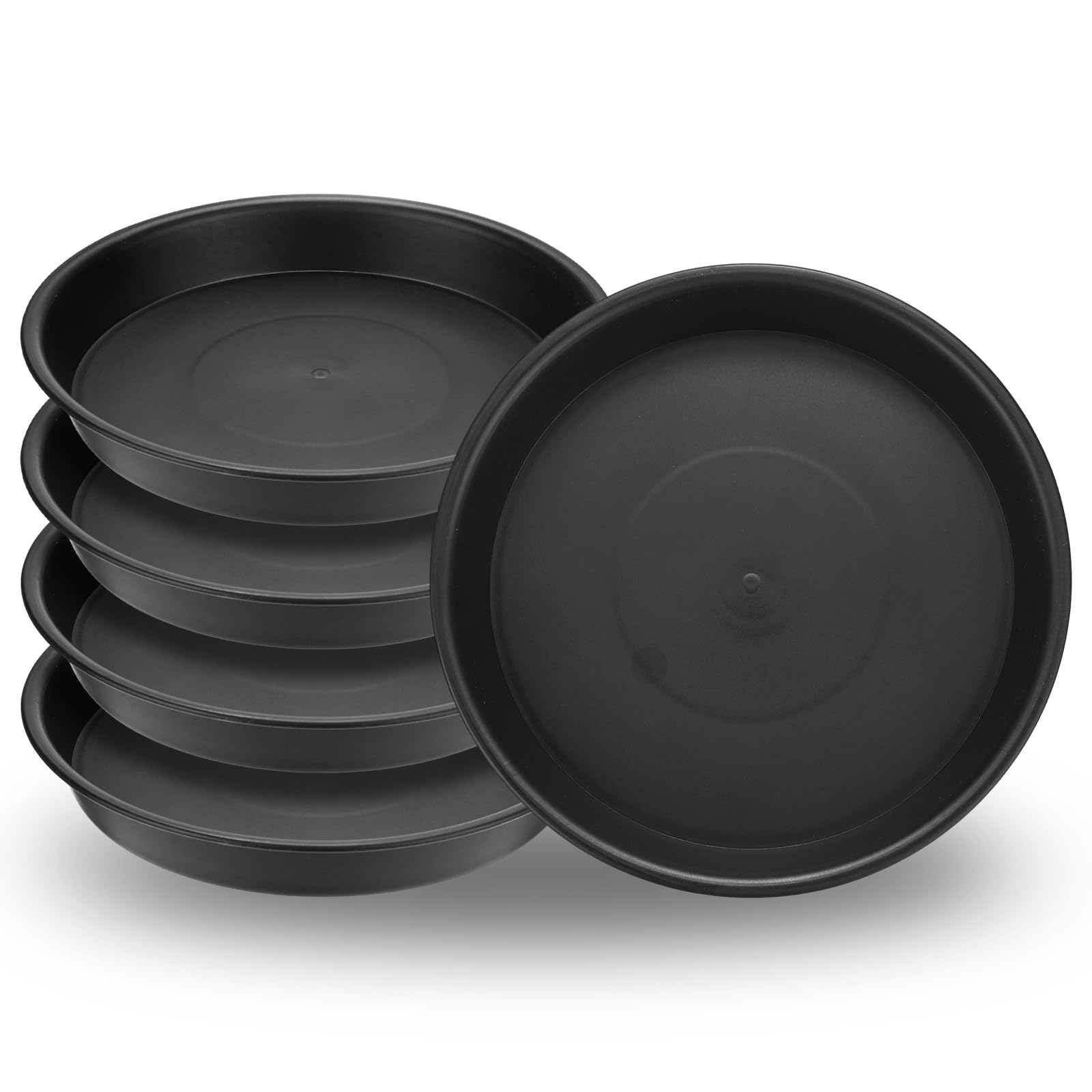 M METERXITY 5-Pack Plant Saucers 6.7 inch ID Plastic Drip Tray, Black