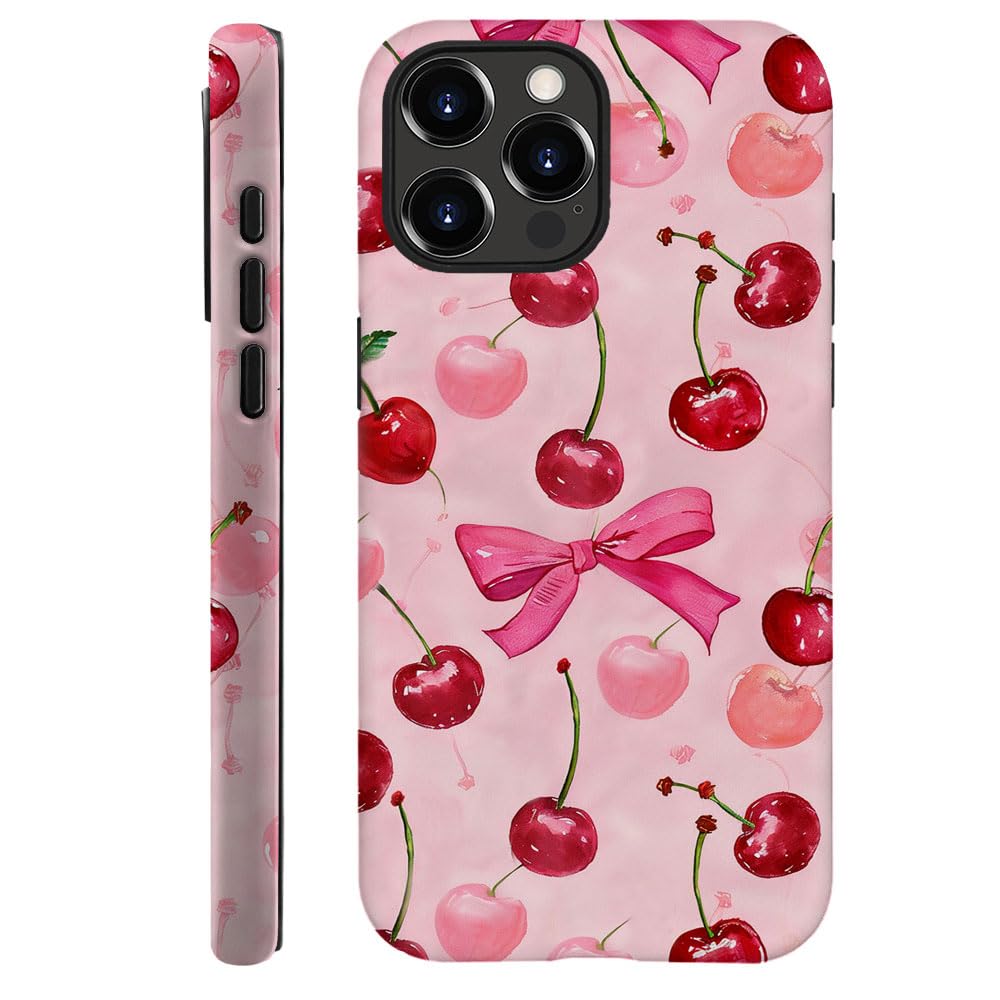 DAIZAG Case Compatible with for iPhone 16 Pro,Cherry Pink Bow Ribbon Phone Case for iPhone 16 Pro for Girl Women Boy Men