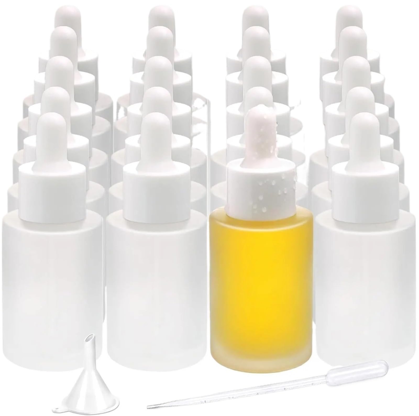 Gotero 20 piezas botella cuentagotas vidrio esmerilado 1 Oz 30ml botellas de aceite esencial Perfume con ojo(Clear Frosted)
