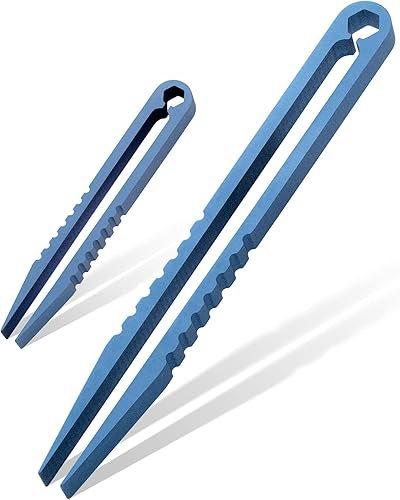 OOULORE Titanium Alloy Tweezers 2pcs Portable Mini Tweezers Titanium EDC Tweezers Survival Tweezers Camping Outdoor Gadget Travel Mini Tool (Bronze)