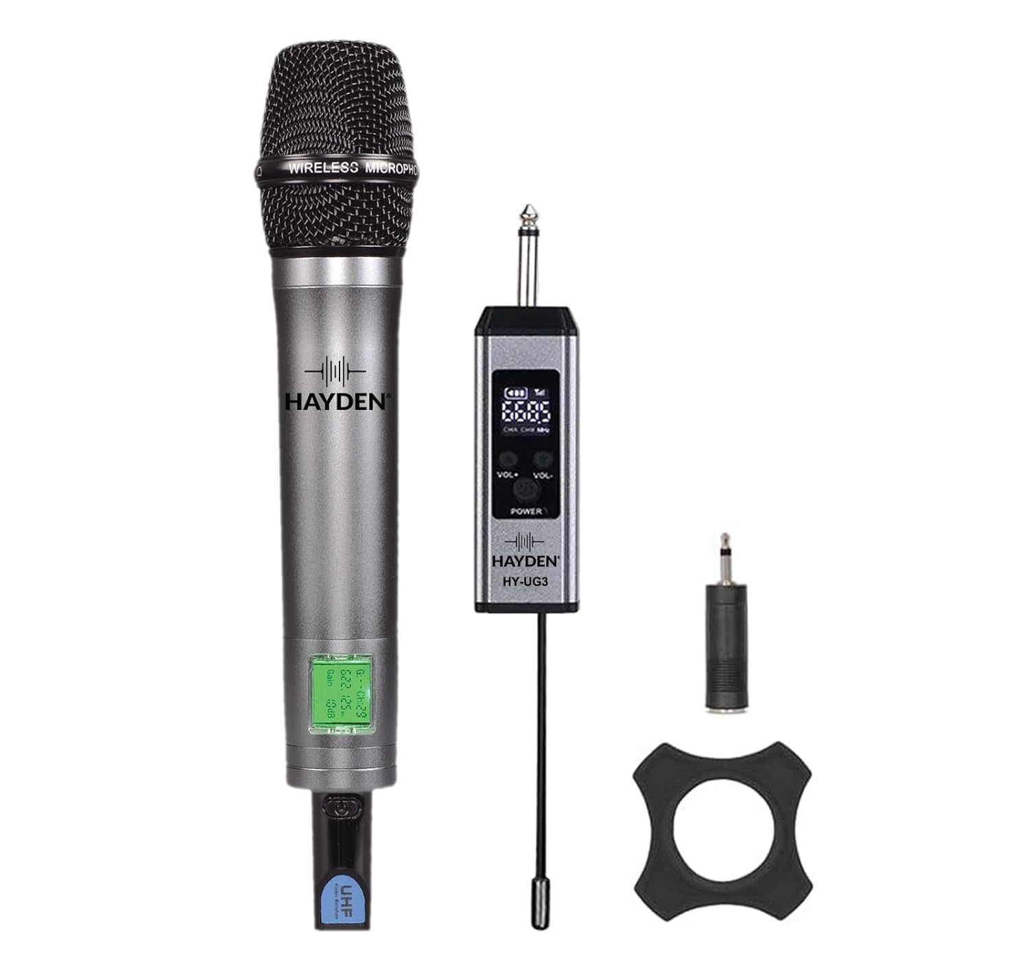 hayden HY-UG3 50 Channels UHF Wireless Karaoke Microphone System: Elevate Your Performance (Grey)-image-5