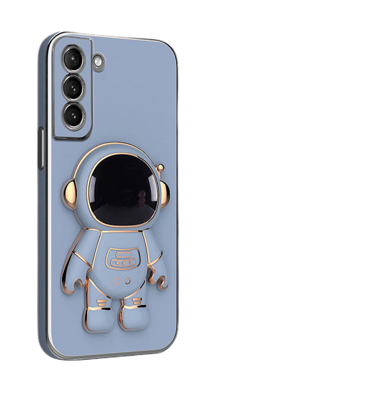 Cute Cartoon Astronaut Stand Phone Case for Samsung Galaxy A12 A22 A23 A20S A30 A21S A10S F12 M12 A13 5G 4G Personalized Plated Soft Back Cover,Light and thin Fashion(Blue,Samsung A22 5G/F4S 5G)