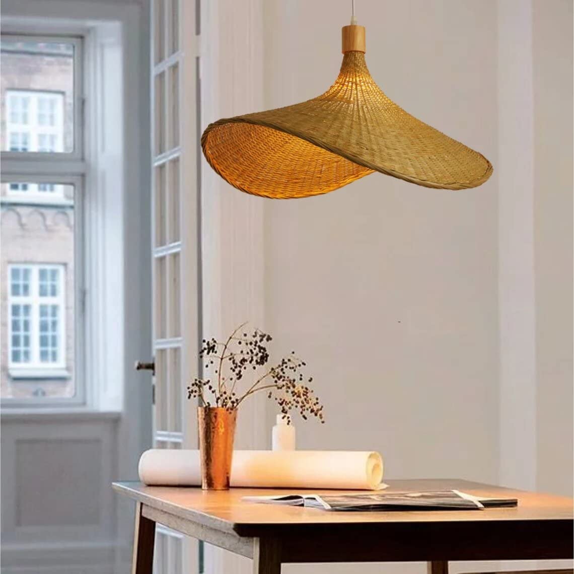 Handmade EcoFriendly Cane Rattan Wicker Hanging Lampshade Umbrella