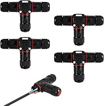4 x 3 Pin Cable Connectors, IP68 Waterproof Junction Box, T-Shaped Electrical Connectors for Outdoor Cables for 3-12mm Cable Diameter for Gardens, Outdoor Areas