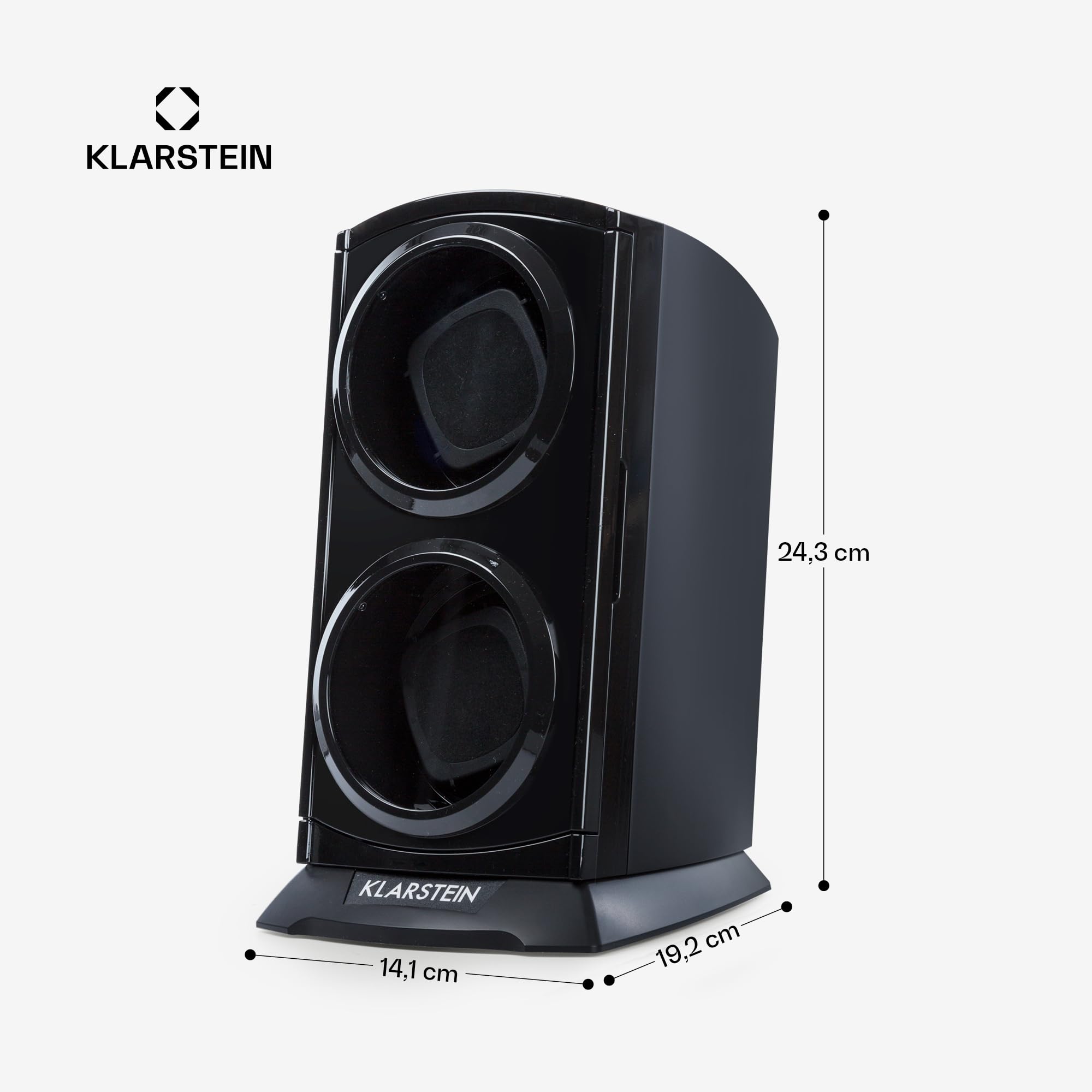 KLARSTEIN St. Gallen Premium - Scatola del Tempo, Watch Winder, Carica Orologi Automatici, Capacità: 2 Orologi, 4 Velocità, Funzionamento Senso Orario, LED, Nero