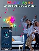 Vista 6 de LYDIYAMI Luces hexagonales inteligentes, luz LED hexagonal para bricolaje con aplicación y control remoto, sincronización de música, paneles de luz