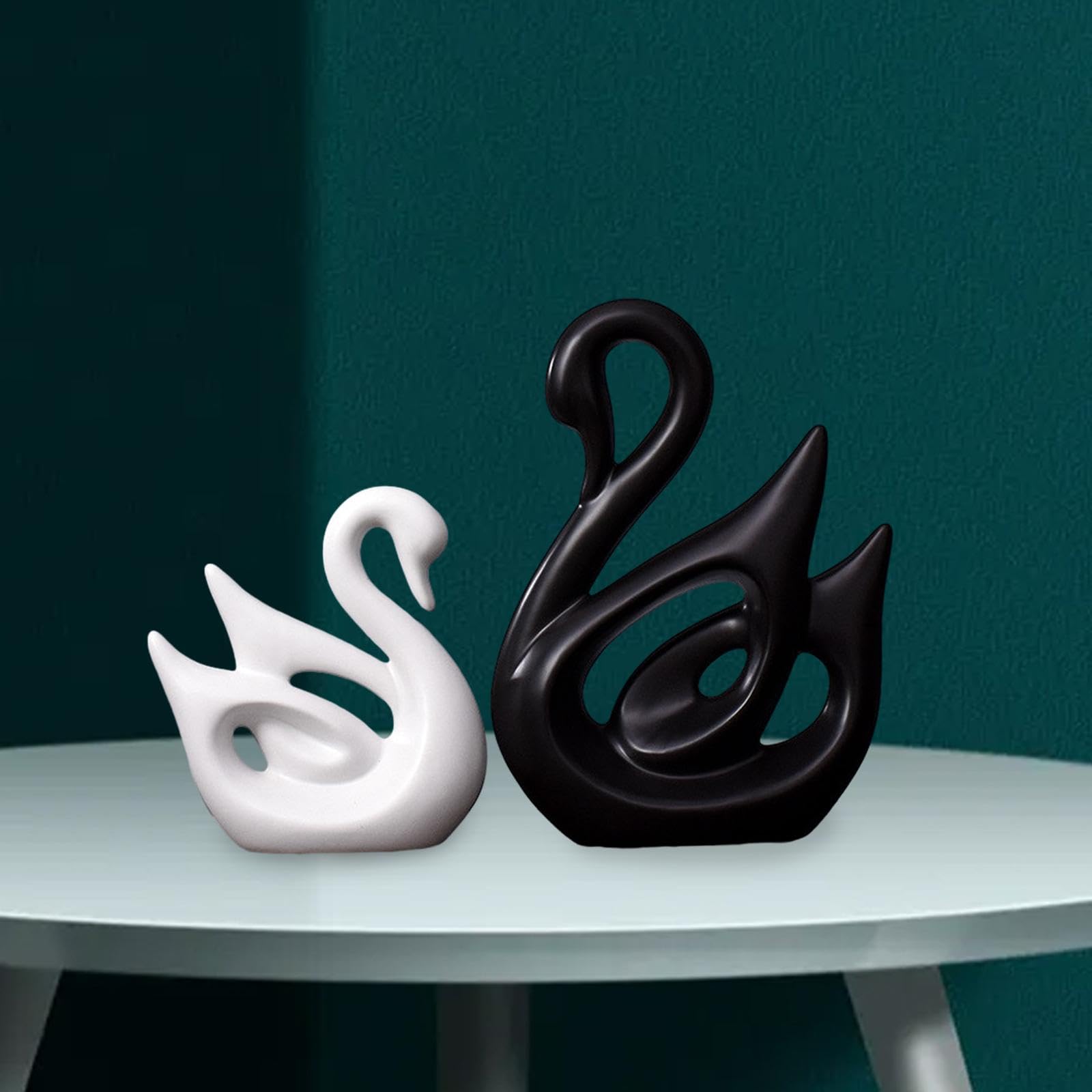 MagiDeal Figurines de Couple de Cygne en Porcelaine, 1 Paire, Sculpture, décoration de Bureau, Figurine d'animal élégante à Collectionner pour la décoration de