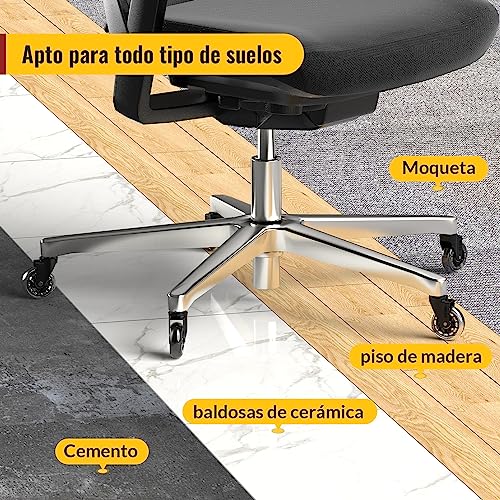 Miniatura 6 de Holkie Ruedas Silla Oficina Set De 5 Ruedas Para Muebles 11 X 22 Mm Apto Para Todo Tipo De Suelos Pisos De Madera Y Alfombras Reemplazo Sillas Oficina Goma Suave Y Silencioso Para Sillas