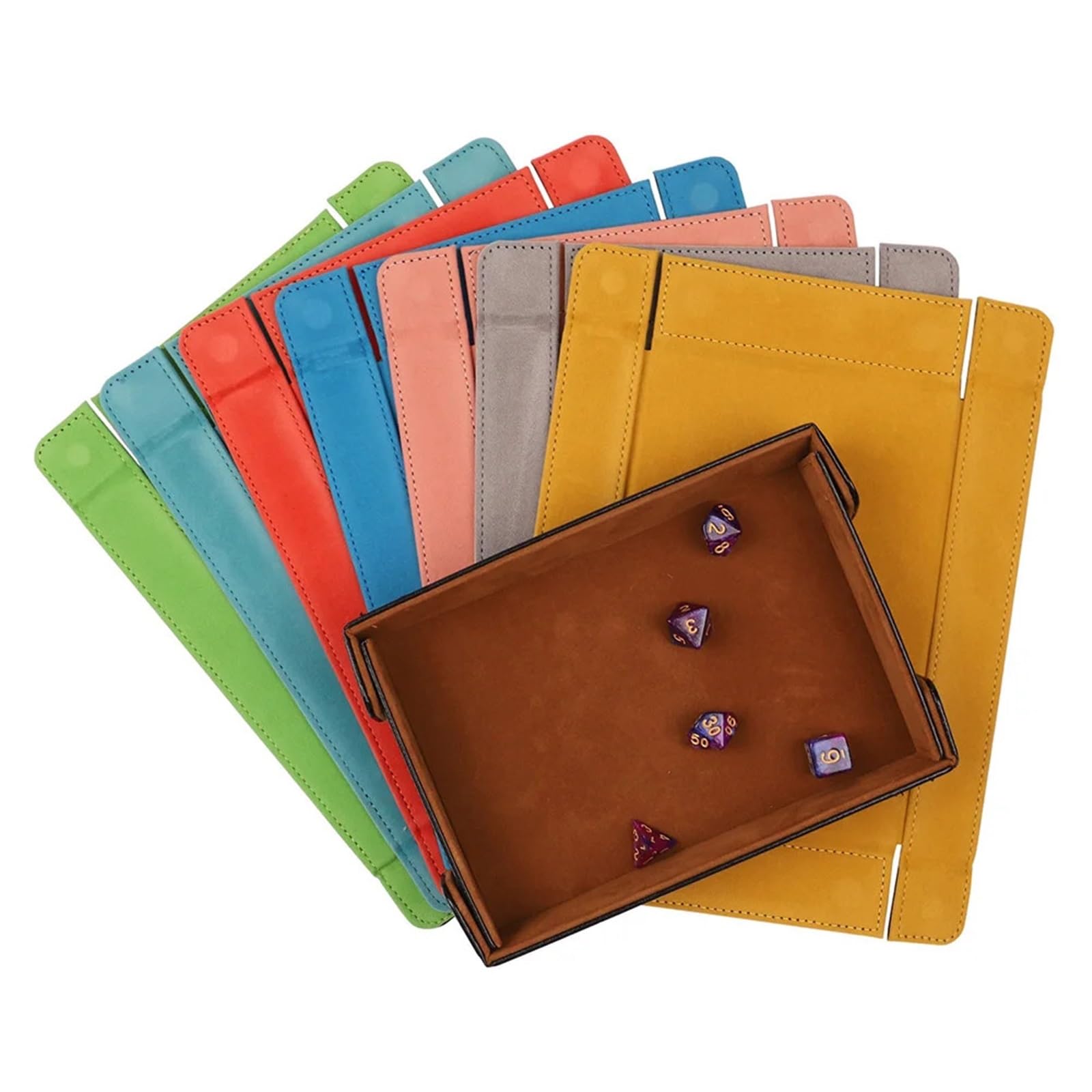 Würfelablage aus PU-Leder 3-teilige Aufbewahrungsbox aus PU-Leder | Magnetisches Würfeltablett, faltbares rechteckiges Gehäuse for Spielzubehör(Grey)