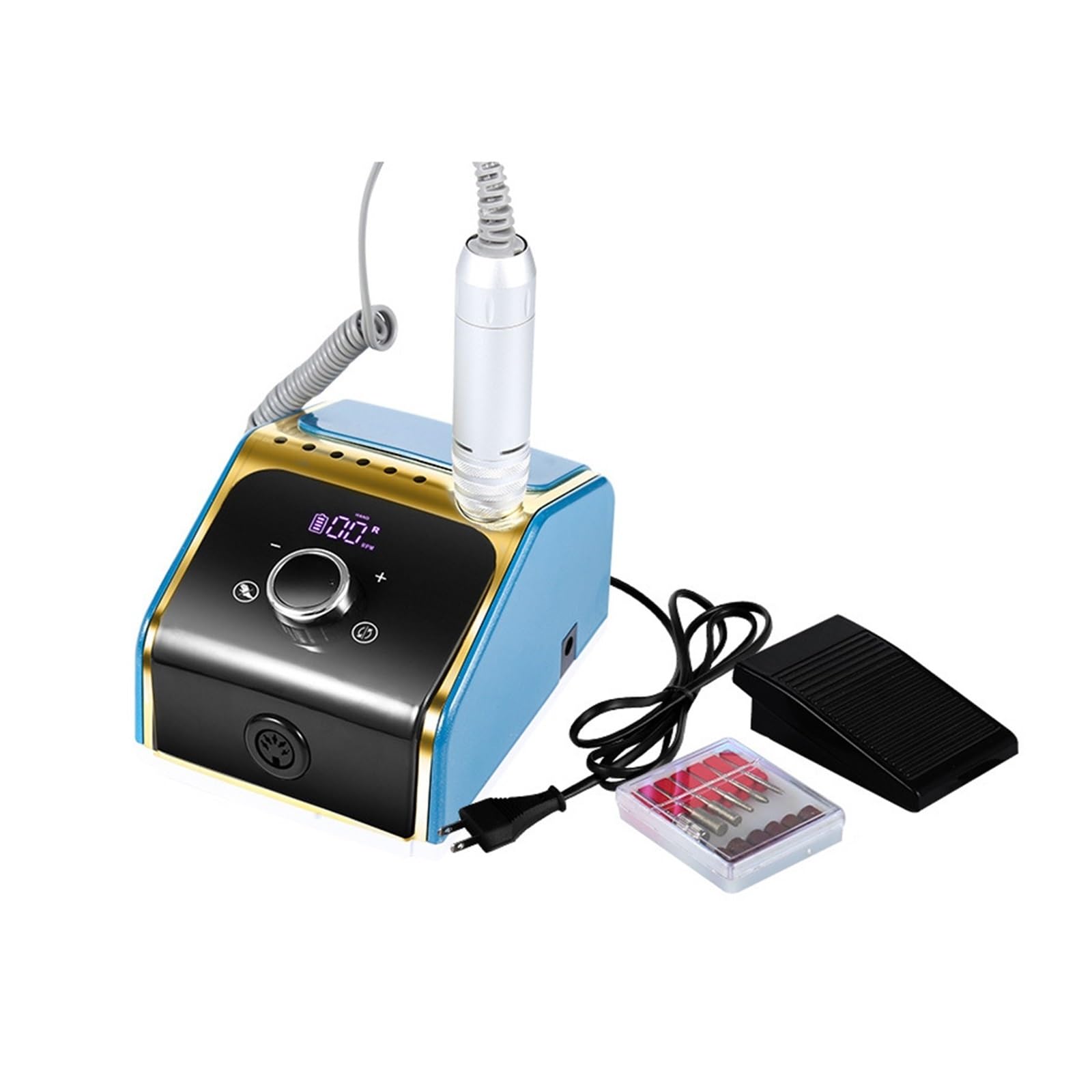 Obcinacz do paznokci, 35000RPM elektryczna wiertarka do paznokci, akumulator zestaw frezów do manicure, pilniki do paznokci wiertła do żelu, narzędzie do zdobienia paznokci(Blauw)