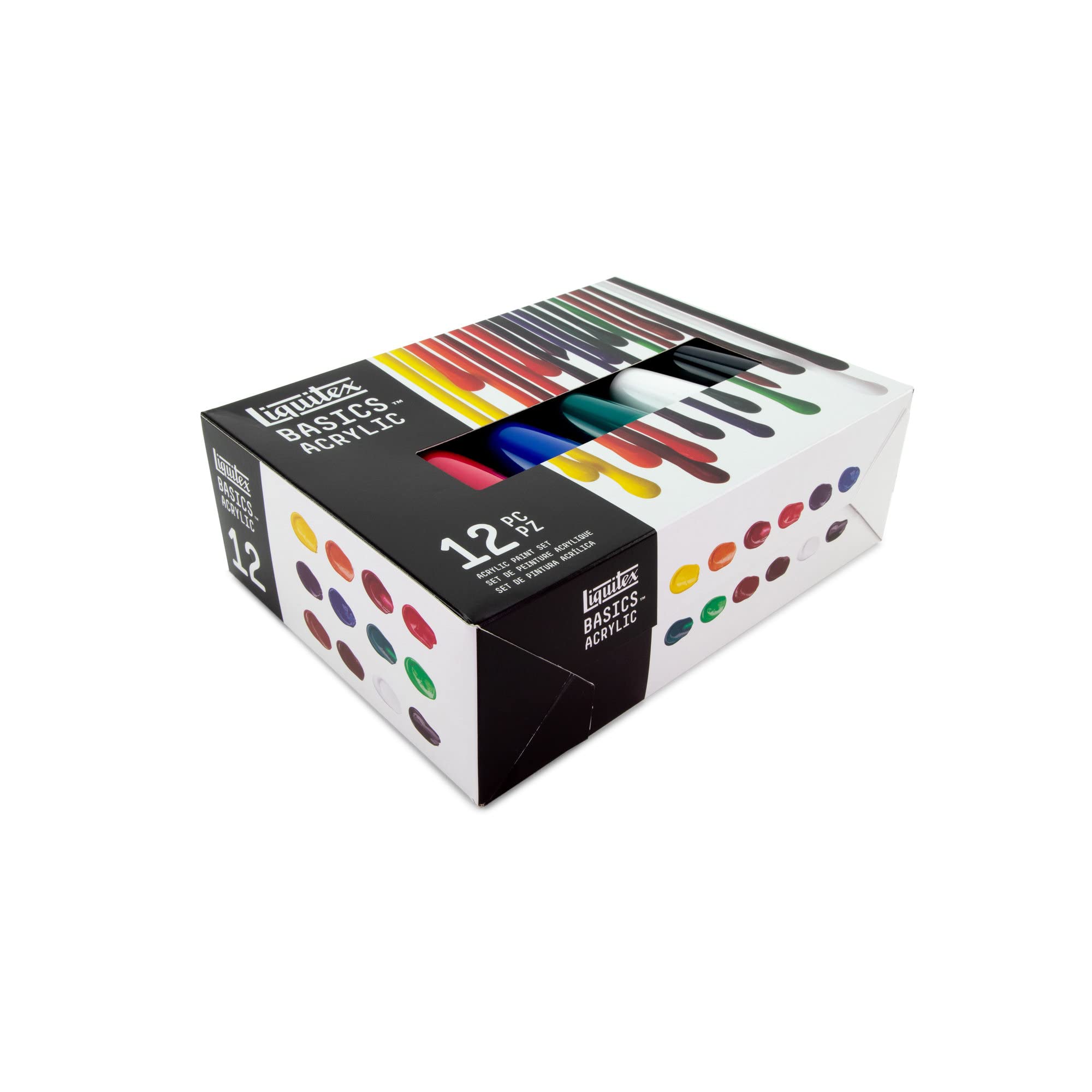 Liquitex 3699391 Basics - Pittura acrilica, Pigmenti per artisti monopigmentati, Resistente alla luce, durevole nel tempo, Finitura satinata, Set di colori 12 Tubi da 118 ml