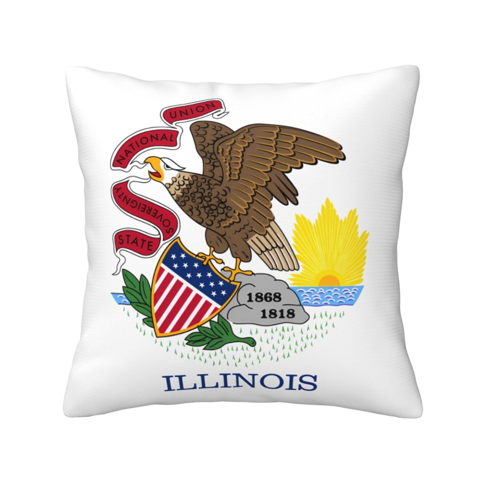 SXZVVBN Illinois State FlagDecorative Square Sofa Cushion Covers