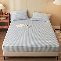 Vista 5 de Mengersi Juego de sábanas de felpa de terciopelo, juego de sábanas simples con estampado de vellón a cuadros, acogedoras y cálidas