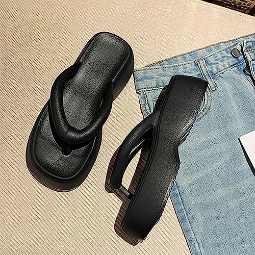 Women's Platform Flip Flops, Casual Wedges Sandals With Arch Support, Summer Chunky Heeled Slides, Beach Thong Slippers3