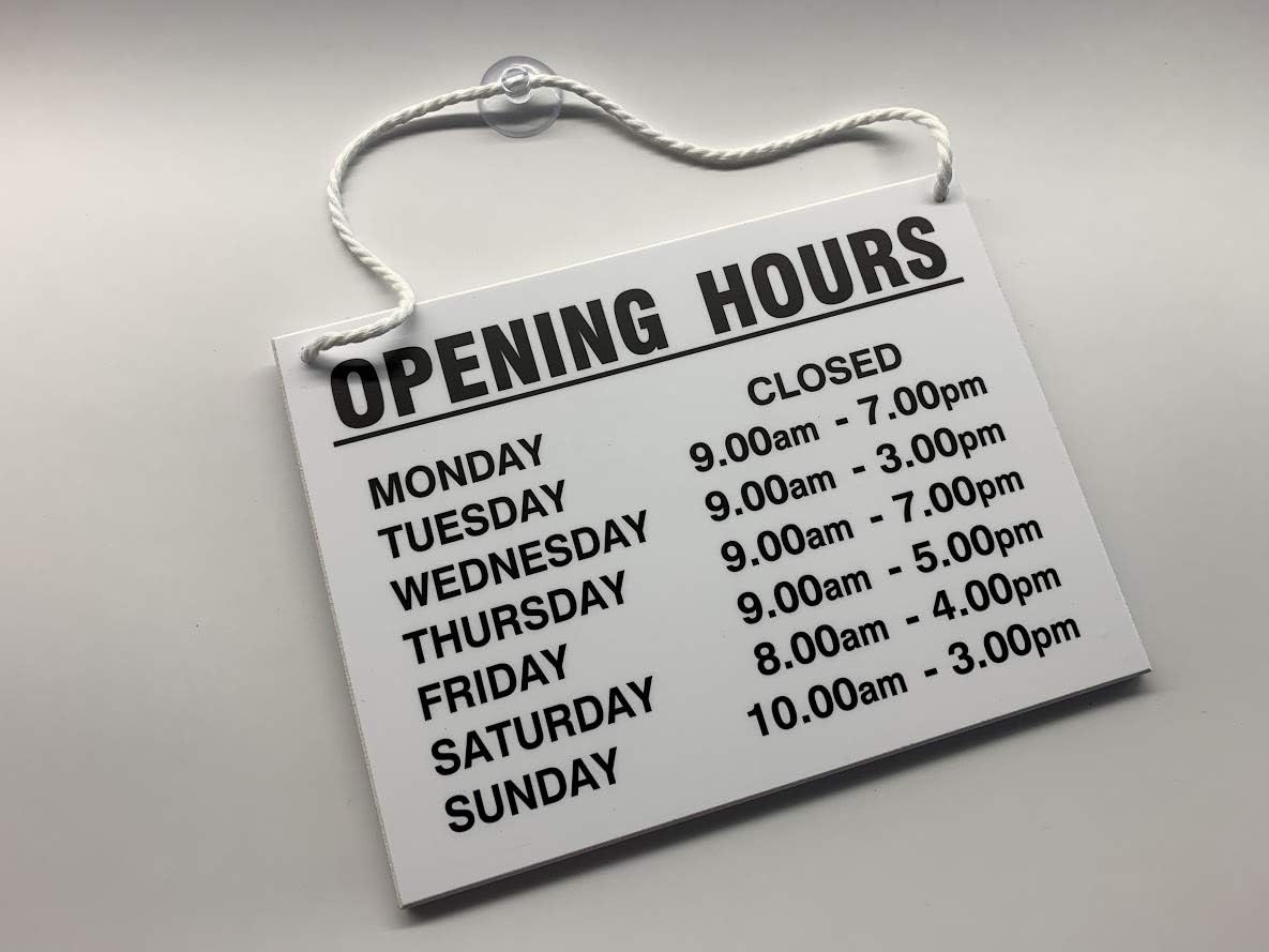 Opening Hours Sign Opening Times Sign Hanging Sign Amazon.co.uk