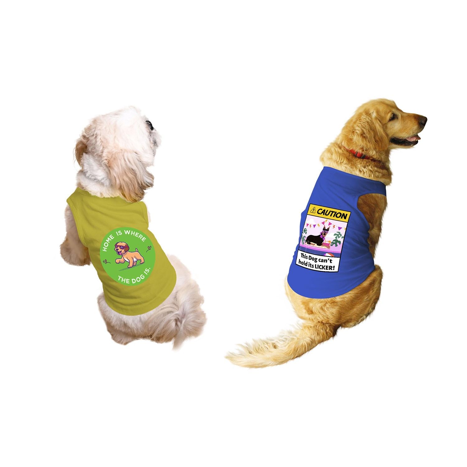 Ruse Set of 2 Home is Where & Cant Hold The Licker Printed Dog Tank Round Neck Sleeveless Vest T-Shirt/Tees Apparel/Clothes/Combo Tees Gift for Dogs(Yellow& Royal Blue/M (Chubby Pugs, Beagle etc.) (B0CBCHMSXQ) Amazon Price History, Amazon Price Tracker