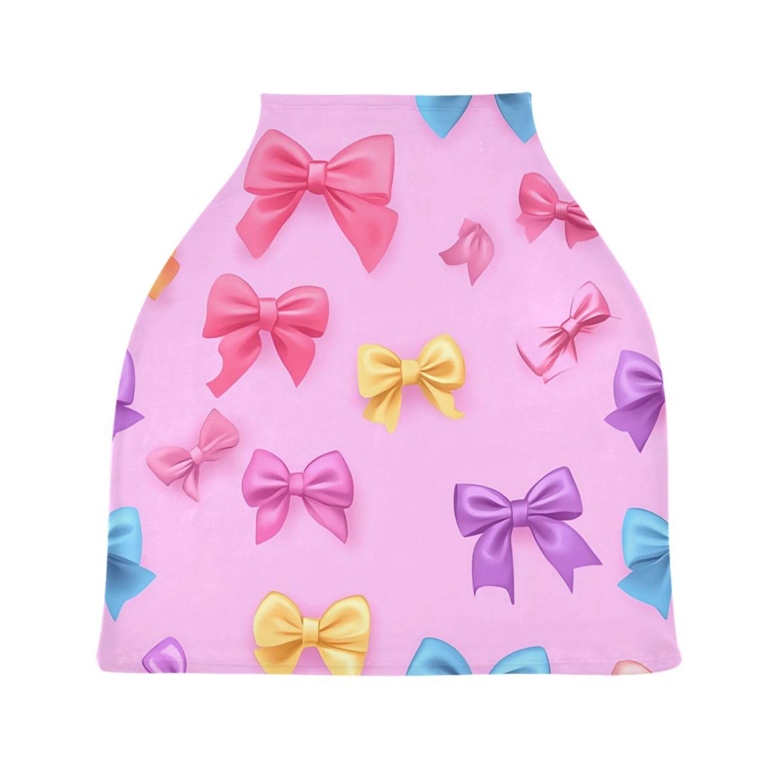 Nesatuwa Baby Car Seat Cover Beautiful Ribbon Bow Breastfeeding Covers Stretchy Breathable Multi-Use Cover Carseat Canopy for Girls and Boys
