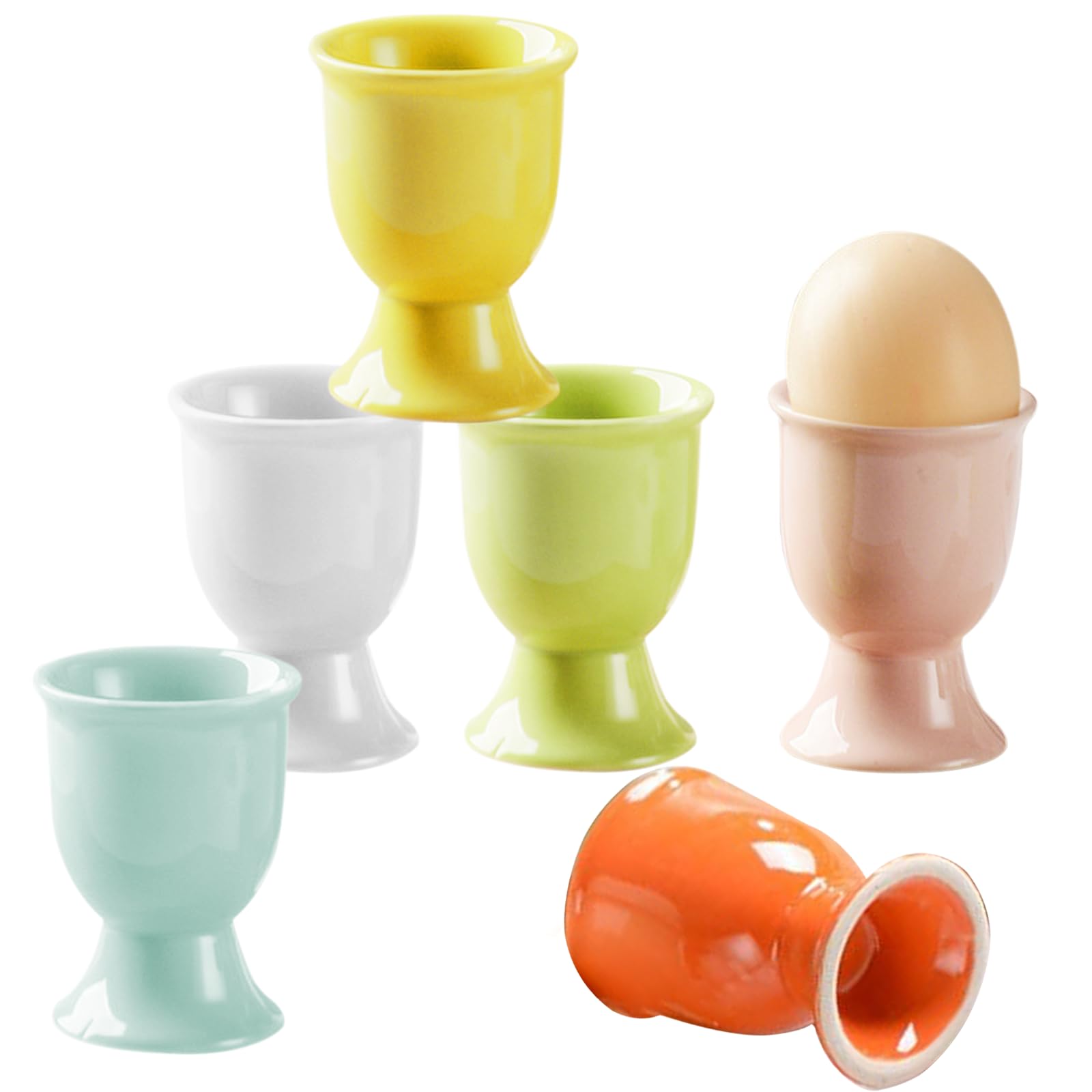 Set 6 Portauova Arancione In Plastica Per Uova Sode E Alla Coque, Lavabile In Lavastoviglie