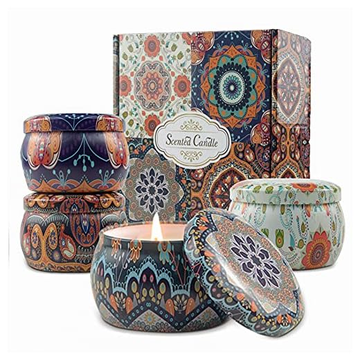 Duftkerzen Set | Aroma Kerzen 4 Stück | Natürliches Sojawachs