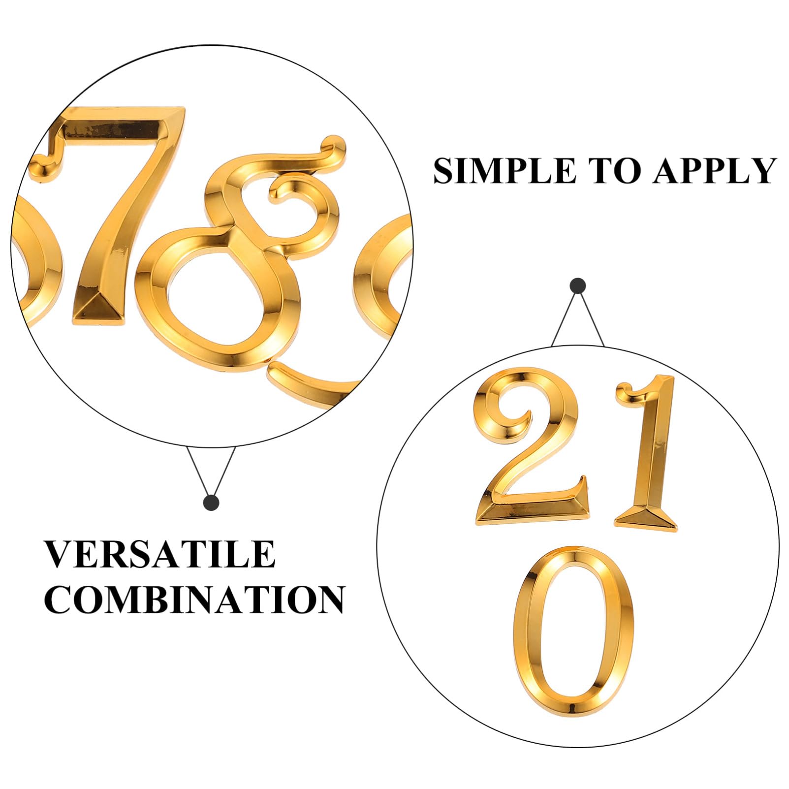 Operitacx Numeri Adesivi per Porta in Abs Oro 10 Pezzi, Numeri Moderni per Decorazioni Facili Fai da Te, per Porta D'ingresso e Appartamento