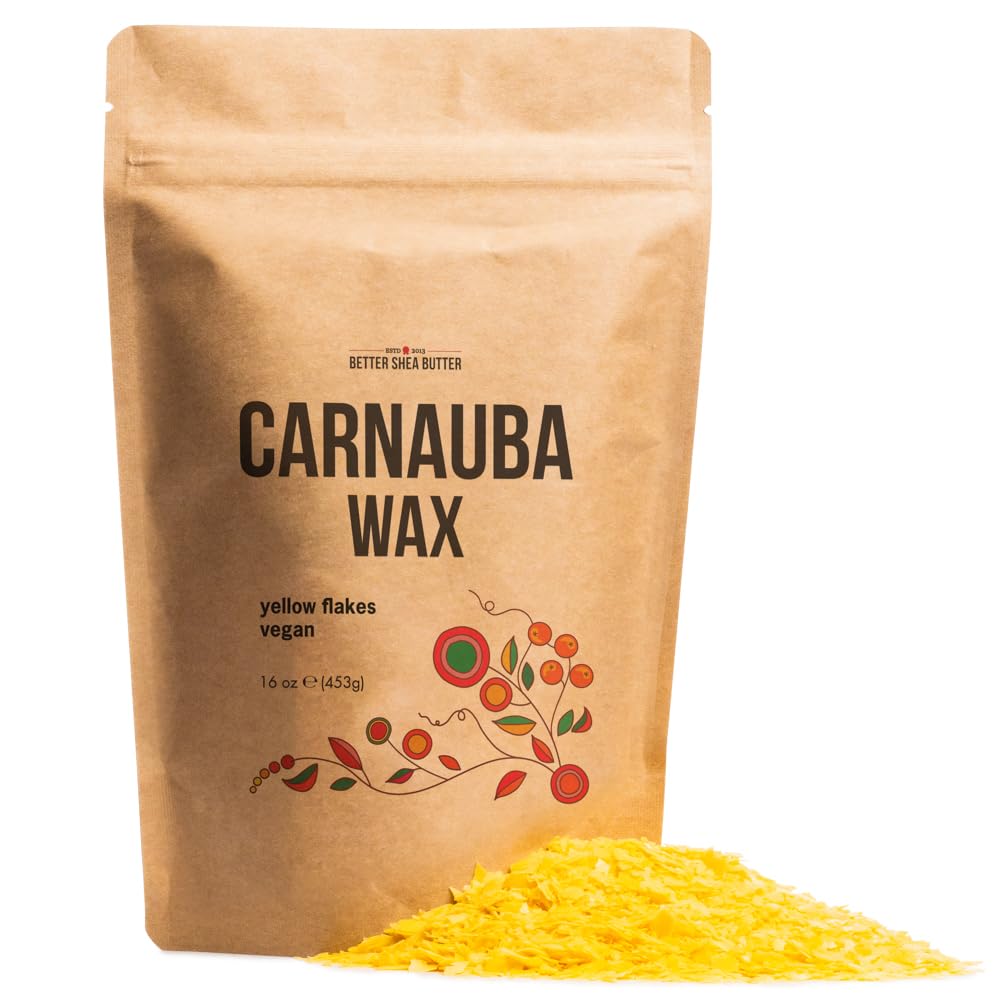 Pure Carnauba Wax for Wood, Furniture, Car Polish and Leather Finishing | Use in Homemade Balms and Skin Care | Food Grade, Vegan Hard Wax | 1 LB (16 oz) by Better Shea Butter