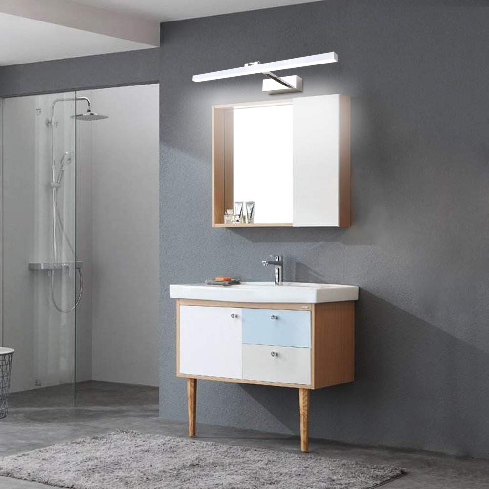 Klighten Lampa lustrzana LED obracana o 180° lustro oświetlenie szafki łazienka 14 W 60 cm lampa ścienna LED 5000 K-5500K, chrom