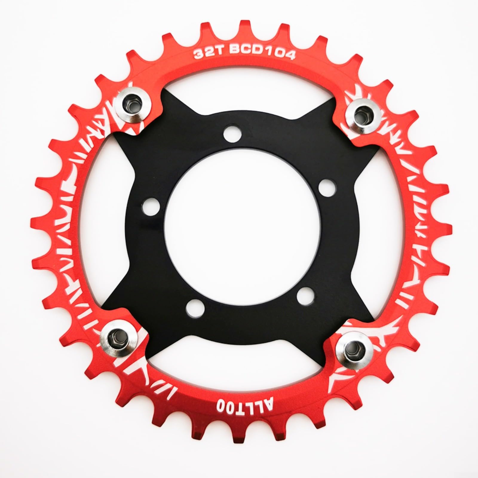 104BCD - Catena per anello adattatore Spider per motore Bafang 01/02, componente per ruota dentata in lega di alluminio (rosso, 32 T)