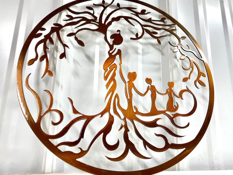 Metal Tree Of Life - Tree Of Life Decor - Mother With Children Wall Art - Wall Decor - Gift For Mom - Gift For Grandma - Mother's Day Gift (Copper,
