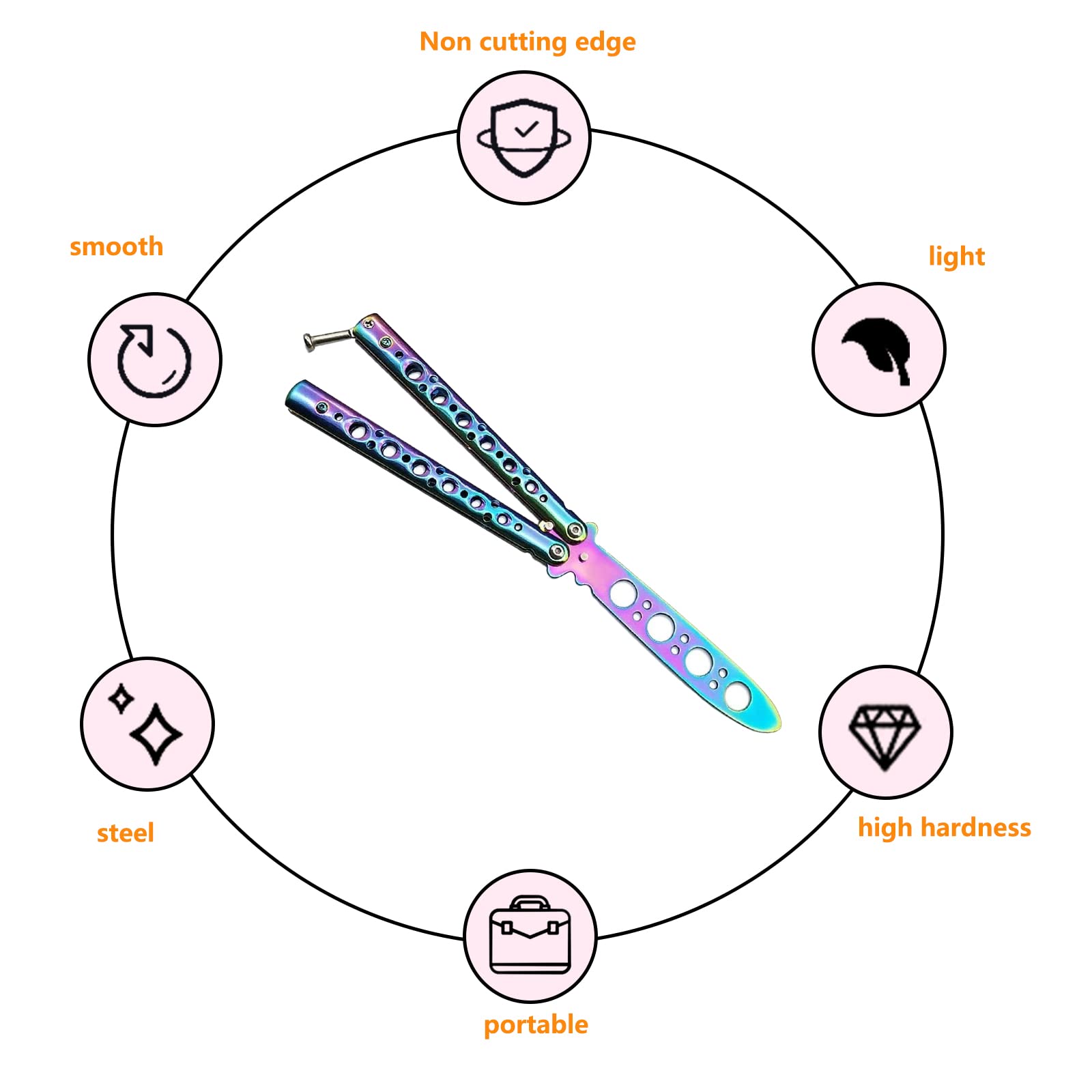 ZoeTekway Butterfly Trainer Cuchillo de Práctica Mariposa Arco Iris sin Hoja Afilada para Principiantes