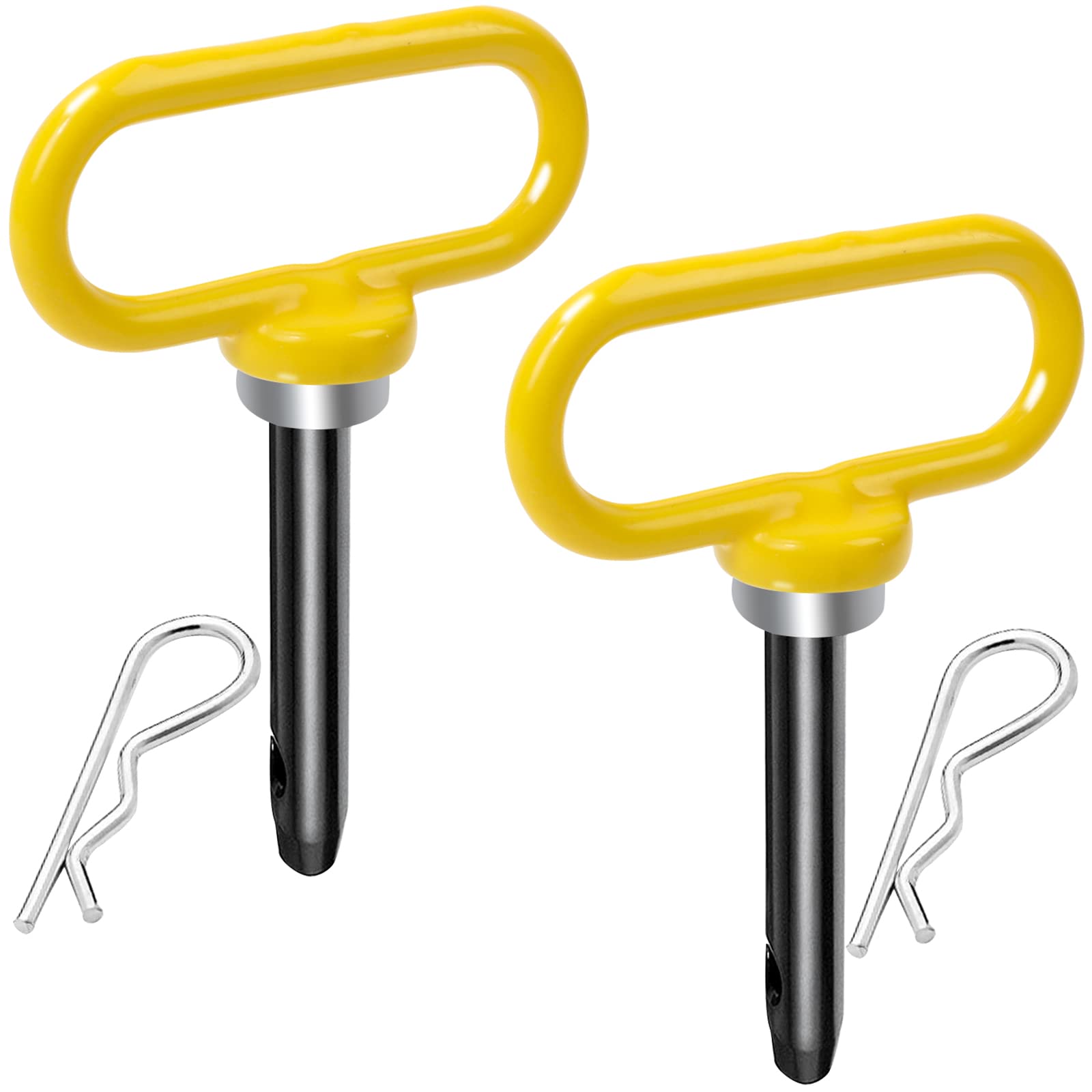 Pasador magnético de enganche de remolque para cortacésped, tractores de césped, gancho fácil de poner y apagar con una sola mano (amarillo, 2 unidades)