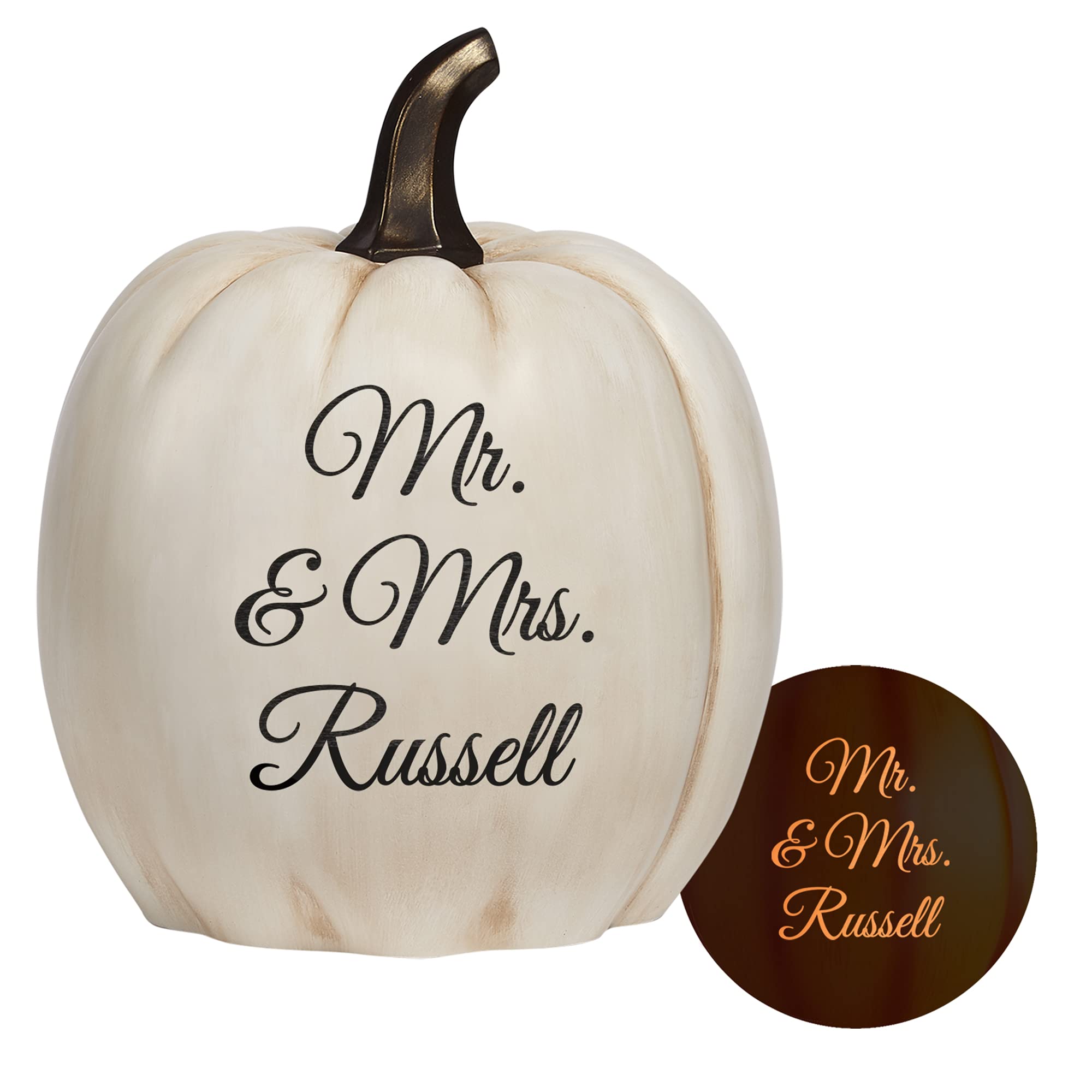 Let's Make Memories Personalized Text Pumpkin - Custom Light Up Pumpkin with Any Message - Resin - Indoor/Outdoor - Halloween Décor/Harvest Décor - Add Your Custom Message - XL - Cream