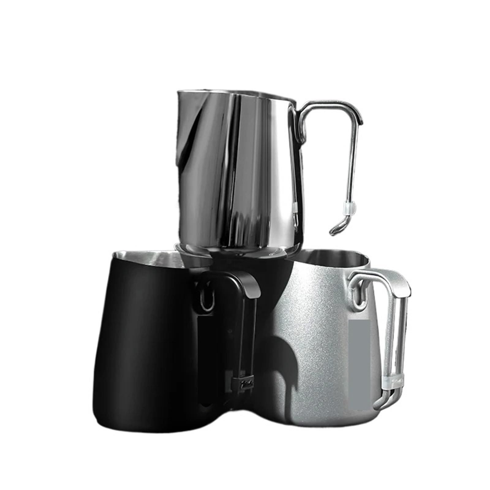 Jarra para Leche Jarra de acero inoxidable 600 ml for espumar café latte art con líneas medición for uso doméstico y en cafeterías(Black 600ml)