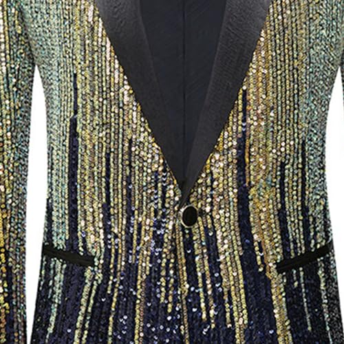 Mens Button Shawl Sequin Blazer Slim Fit Formal Sequins Suits Shiny Tuxedo Party Prom Suit3