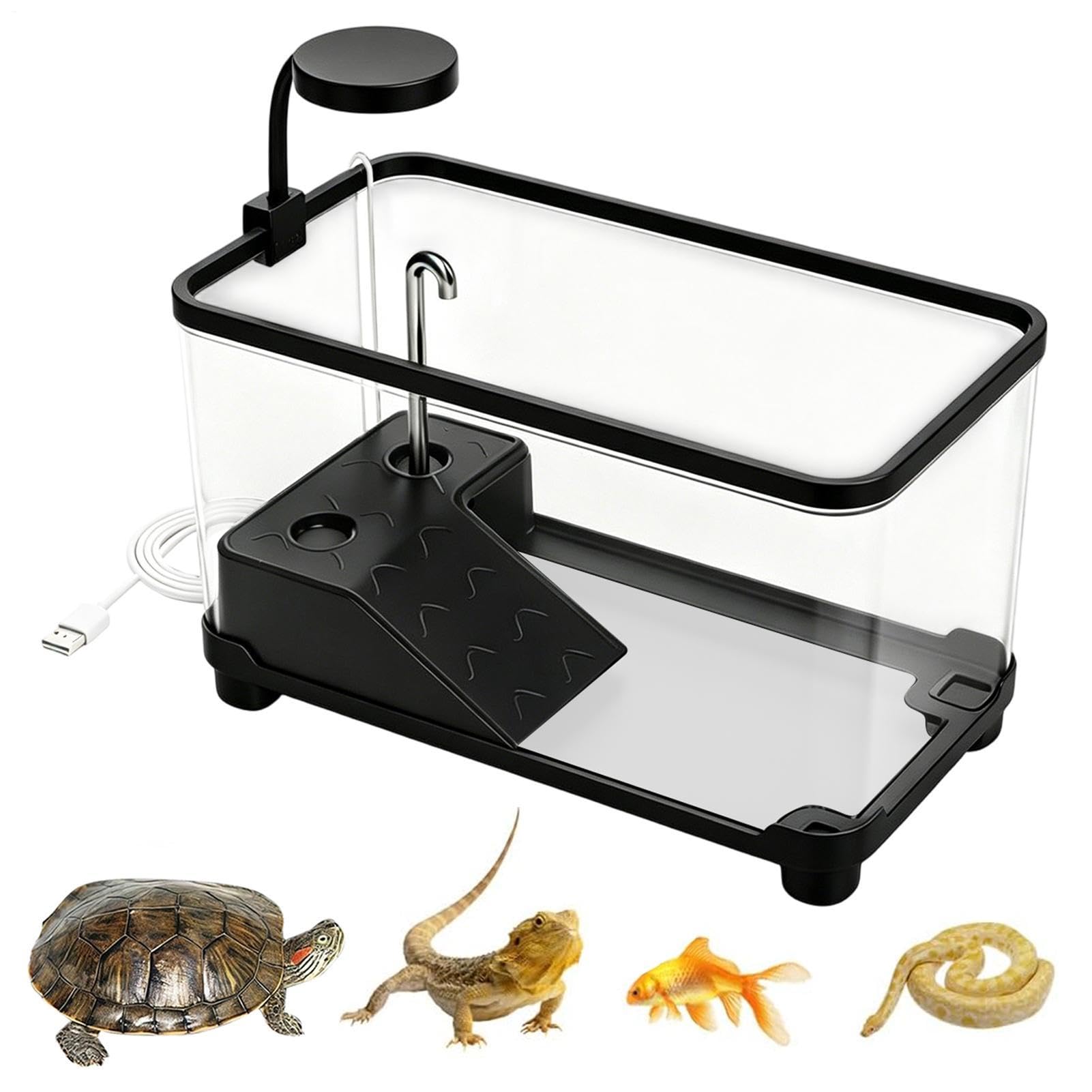 Acquario per Tartarughe Trasparente Contenitore Trasparente da Acquario e | Acquario Tartarughe Acquatiche per Abitazione Scrivania Sala da Soggiorno Luogo di L