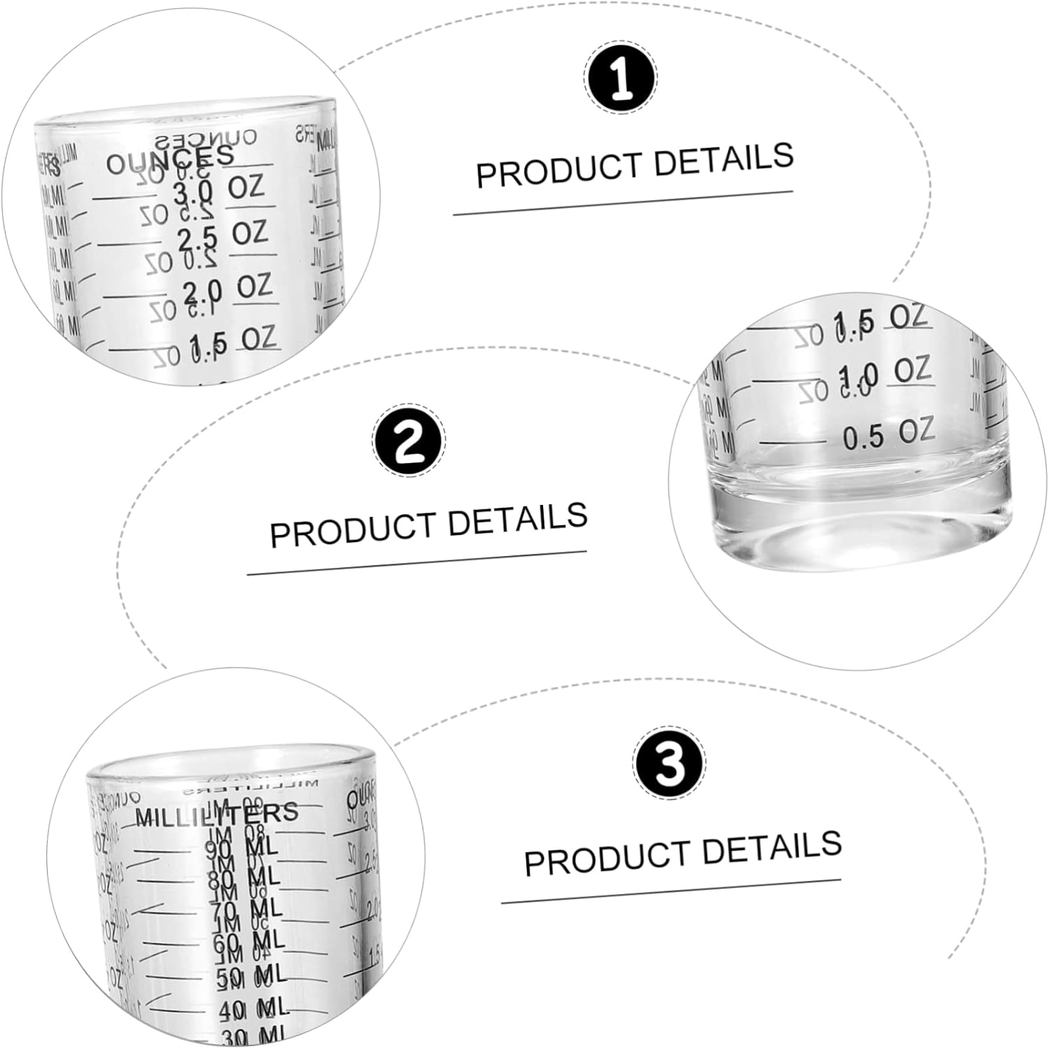 3pcs Portable Measuring Cups Scale Practical Kitchen Baking Tools Easy Read Vintage Measuring Cups