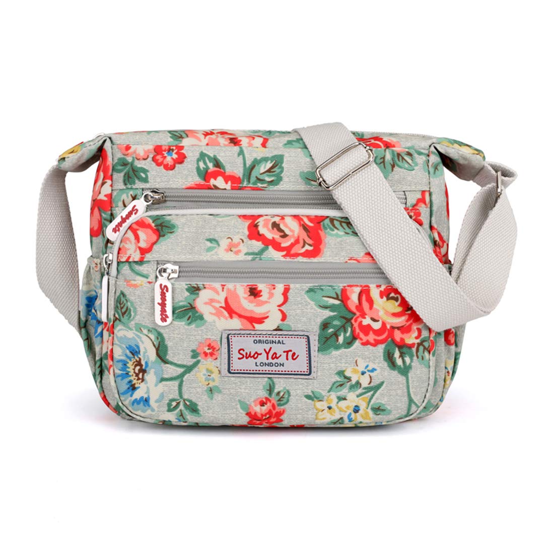 Casual Nylon Floral Shoulder Bag For Women Crossbody Bag Messenger Bags Travel Handbags With Adjustable Strap Waterproof