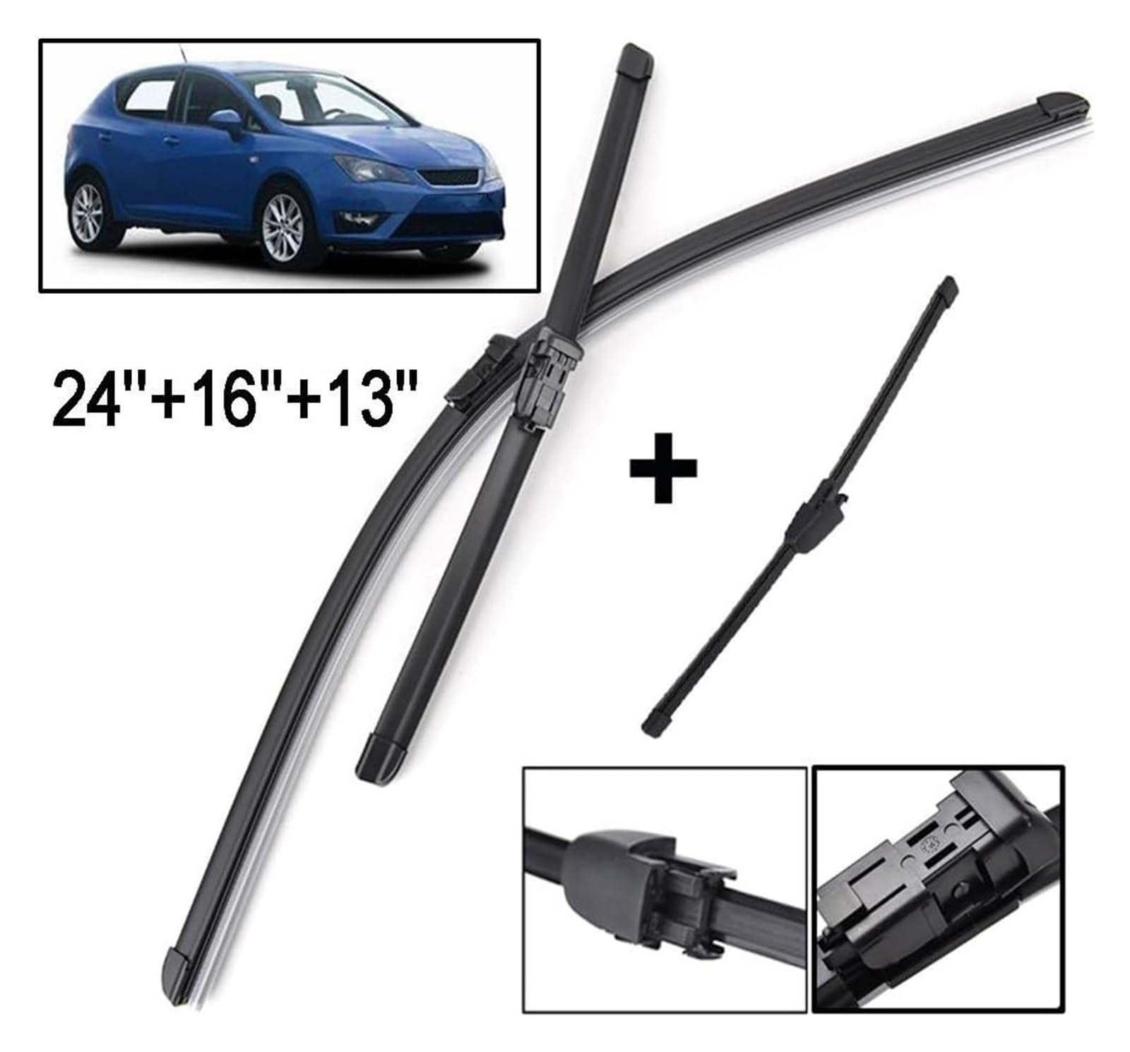 Spazzole Tergicristallo Per Seat Per Ibiza Coupe 6J Hatchback 2012-2017 Parabrezza 24 "16" 13 "Spazzole Tergicristallo Auto Anteriore Spazzole Tergicristallo Set