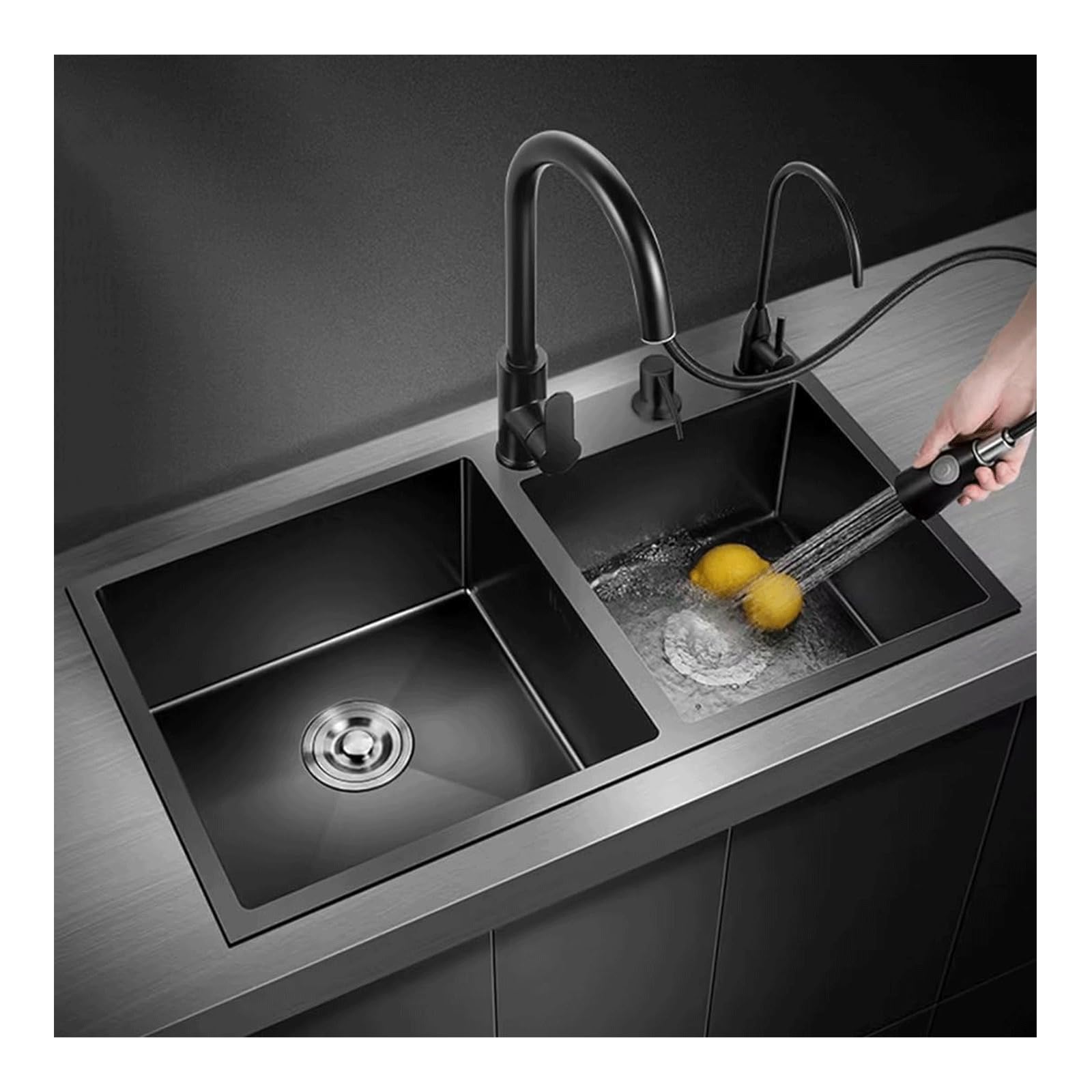 CZYWKDDPP Kitchenware Stainless Steel, Large Capacity Double Counter Mount Bar Sink with Fittings, Home Vegetable Basin Workstation