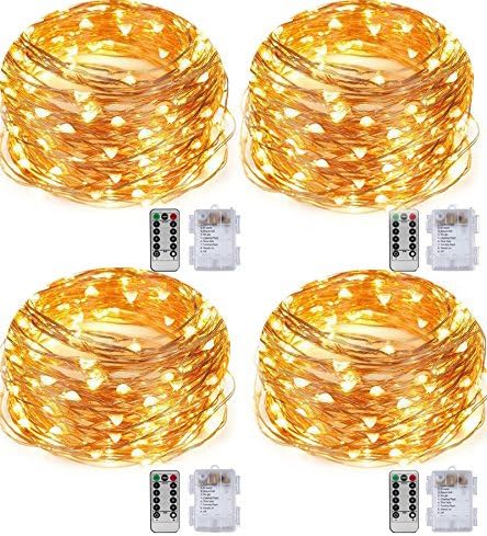 Fairy Lights Fairy String Lights with Remote Control 8 Modes 50 LED 16.4ft Copper Wire Lighted for Christmas Holiday Wedding Parties Holiday Decorative (4 Pack Warm White)