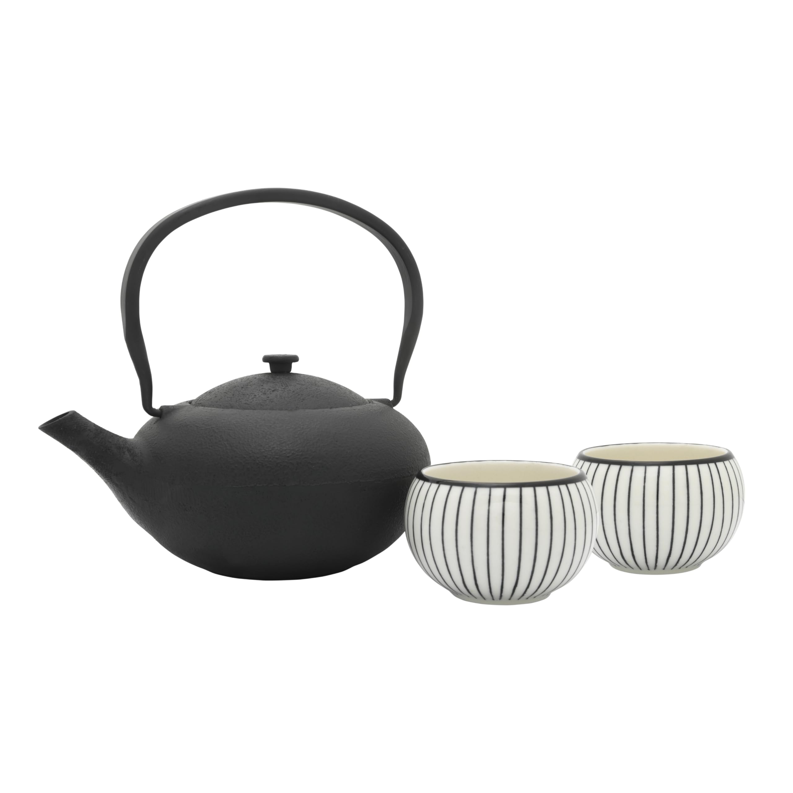 Bredemeijer 3-teiliges Gusseisen-Teekannen-Set mit Porzellanbechern, 1 Liter
