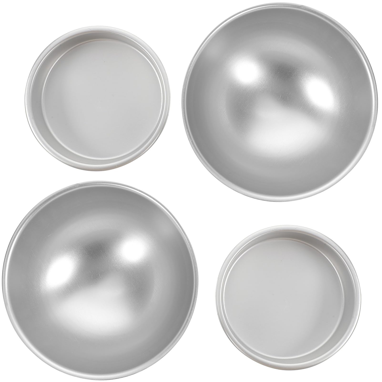 Amosfun 4 Ensembles Moule à Gâteau Sphérique Miche De Moule à Gâteau Boule Étain Cheesecake Corbeille à Ovale Double Anneaux De Gâteau Pour La Cuisson Alliage D'aluminium Silver