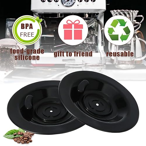 Vista 4 de Dianrui Paquete de 2 discos de limpieza de retrodescarga de espresso de 2.126 in (con agujero) para disco de limpieza Breville para máquina de café