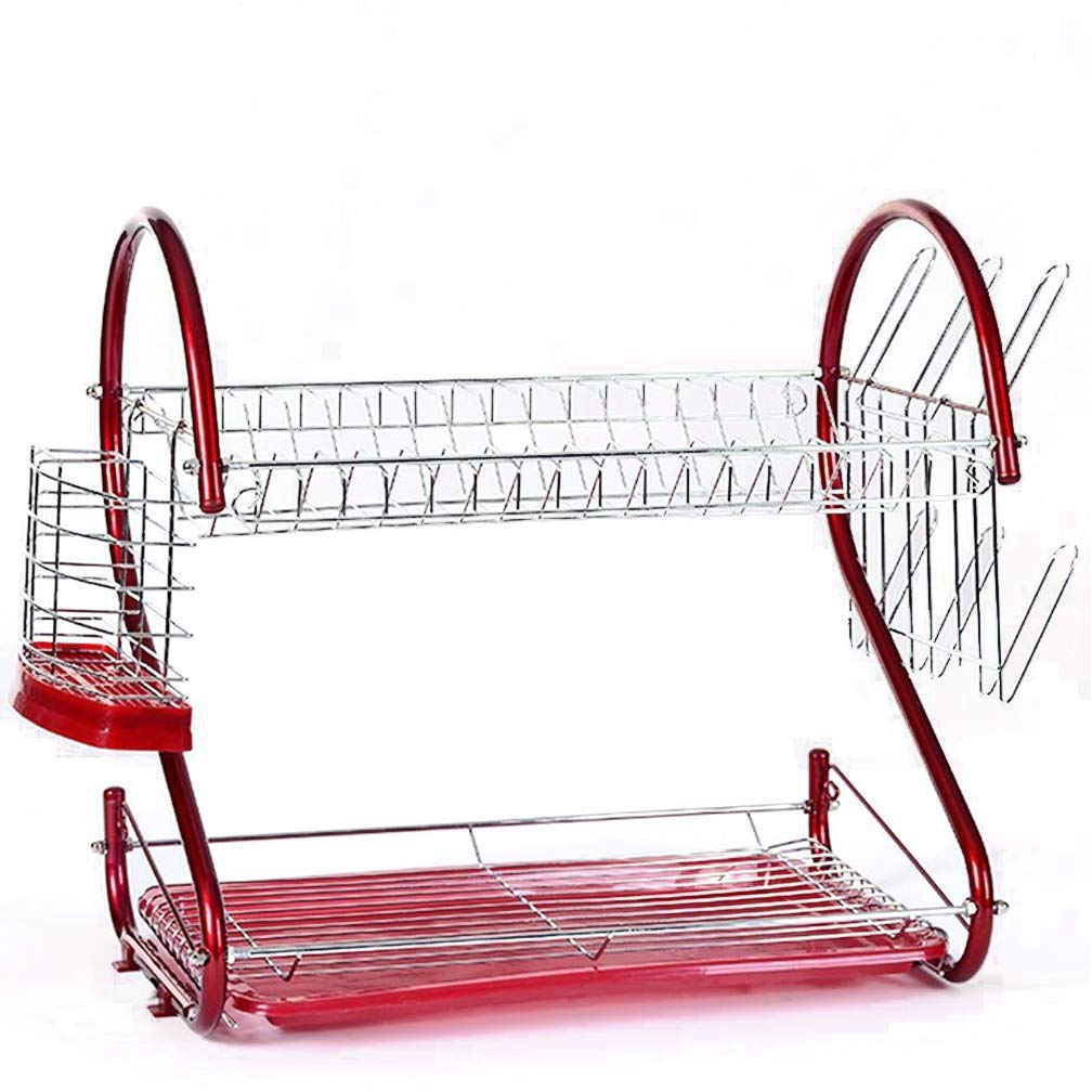 Dish Drainer-Plate Clothesline with Cutlery Basket-Anti-Rust Bathroom Shower Caddy Organizer Kitchen Store Basket for Shampoo Color A B