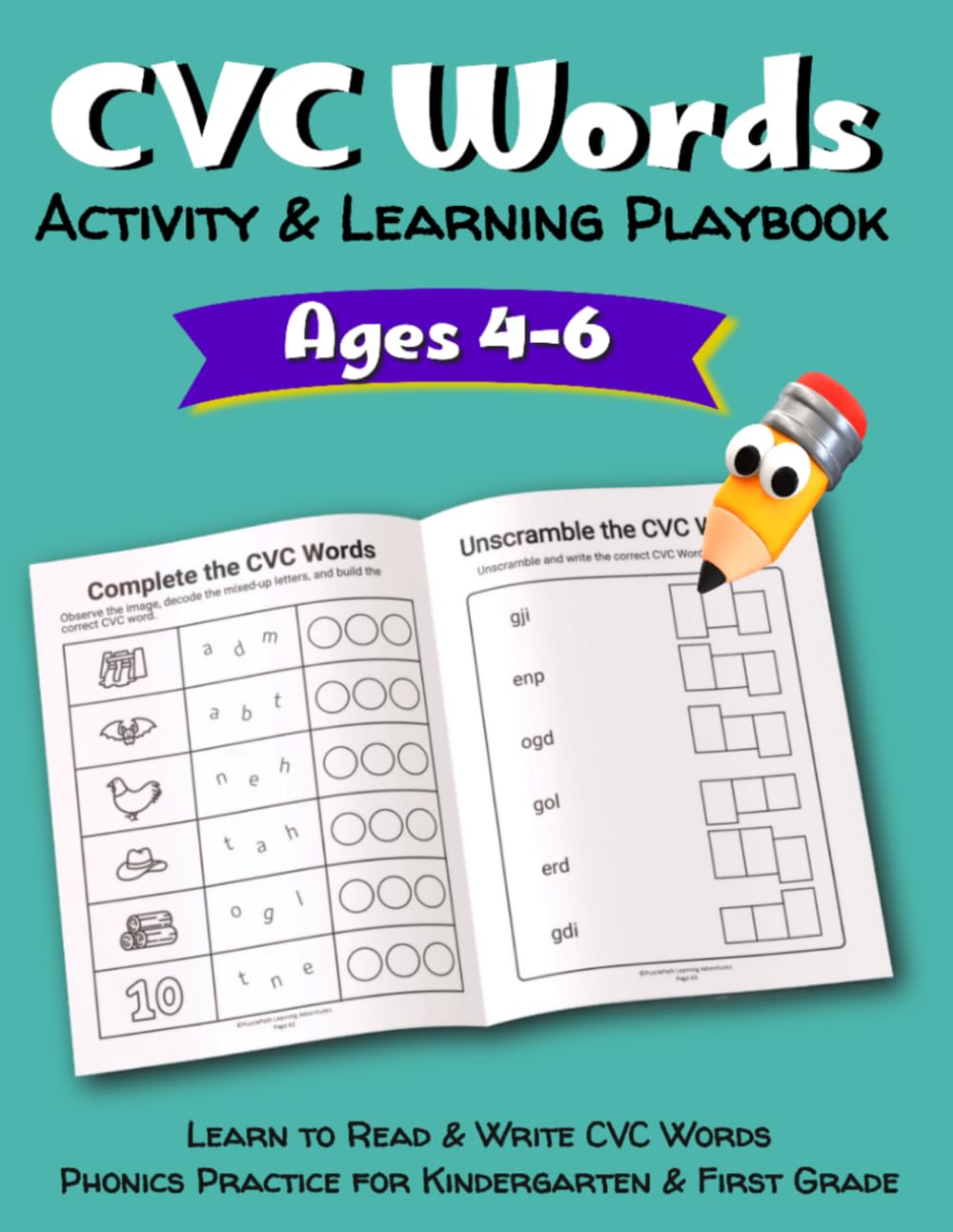 CVC Words Activity & Learning Playbook: Learn to Read & Write CVC Words | Phonics Practice for Kindergarten & First Grade | Writing, Tracing, Coloring, Word Searches